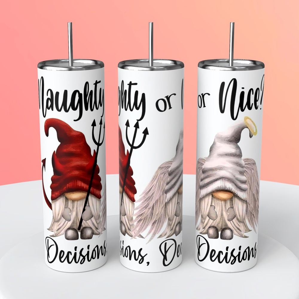 Naughty or Nice gnomes 20 oz tumbler